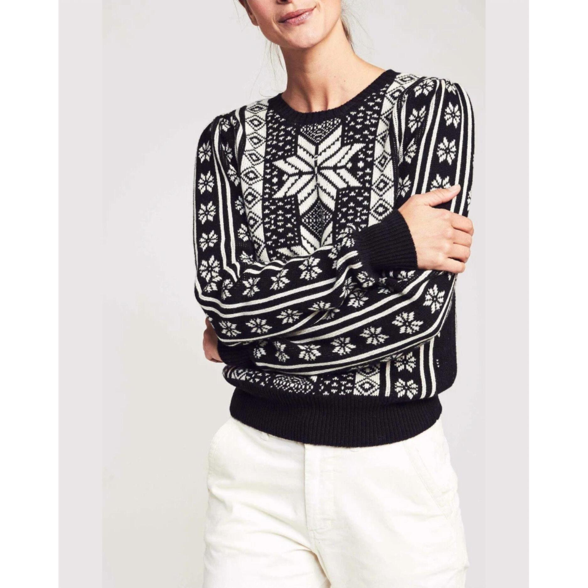 New Faherty Women's Sun Valley Crewneck Top In Midnight Snowfall
